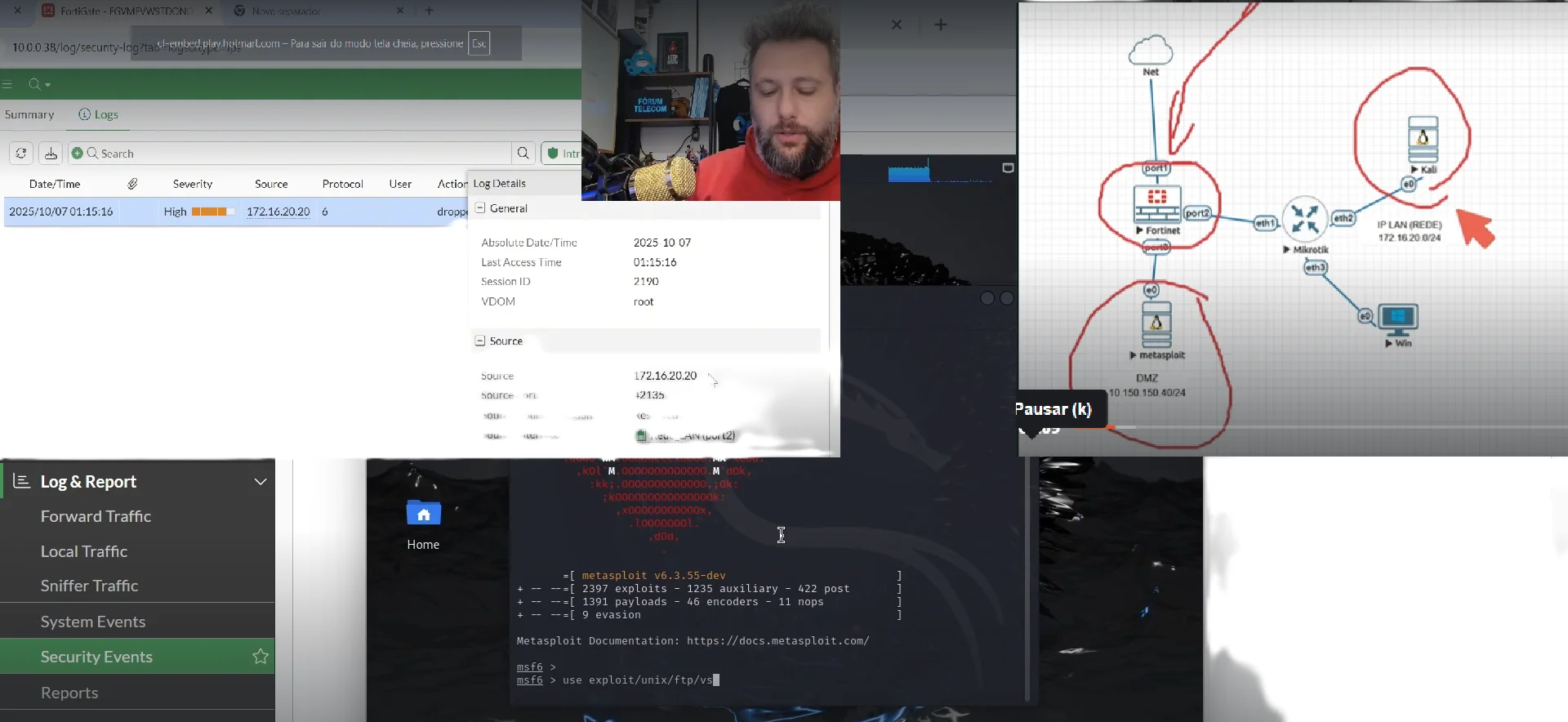 Aula prática: simulação de ataque com Metasploit analisado no FortiGate
